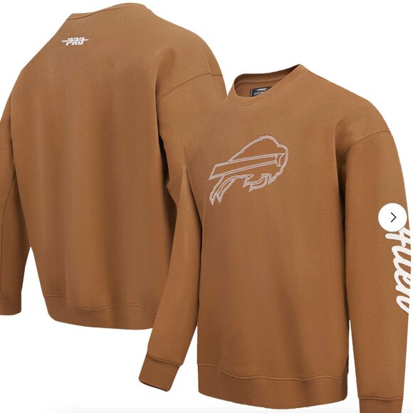 Men's Buffalo Bills Josh Allen Pro Standard Brown Pullover Crewneck Sweatshirt - Picture 2 of 7